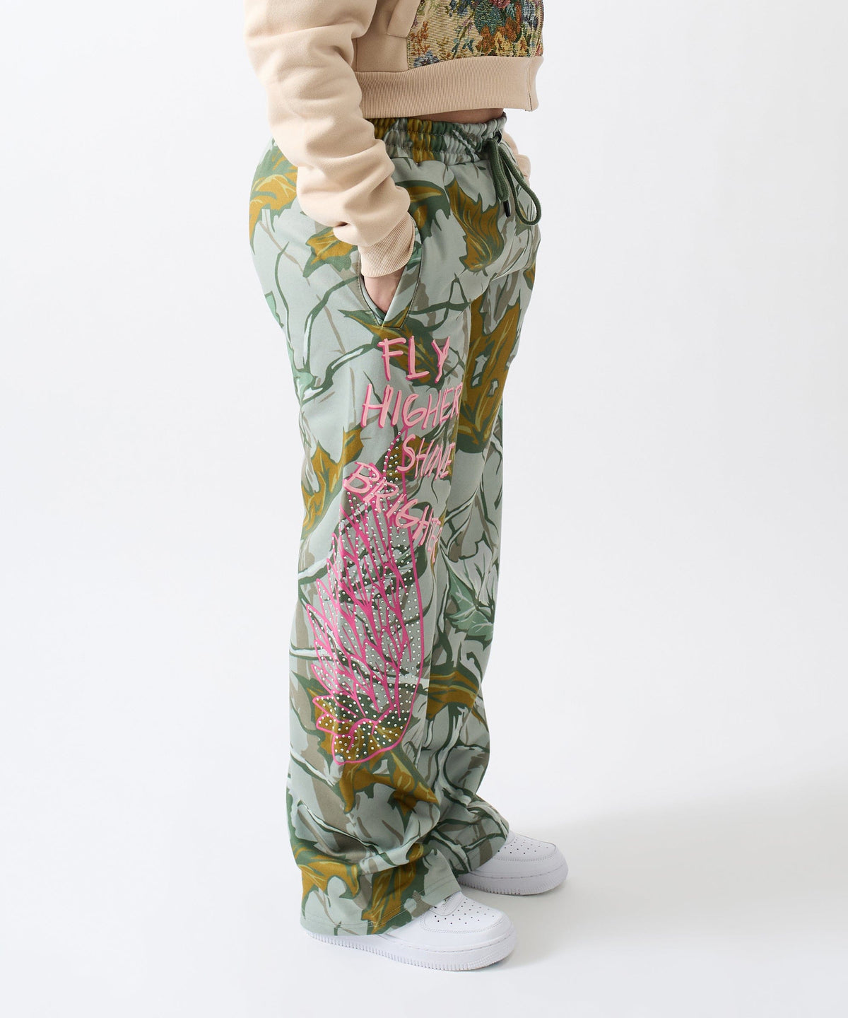 Reason Clothing Signature Fly Higher Women's Fleece Flare Sweatpants - Olive Green