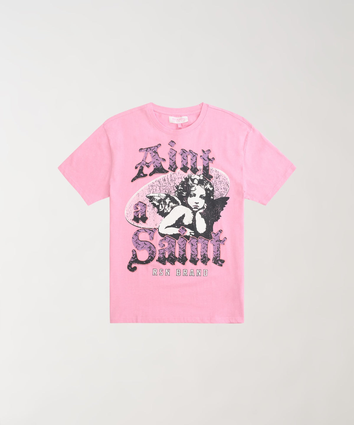 Reason Clothing New Women Aint A Saint Short Sleeve Tee - Pink