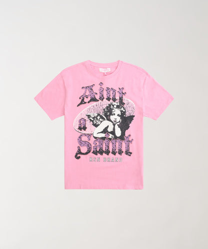 Reason Clothing New Women Aint A Saint Short Sleeve Tee - Pink