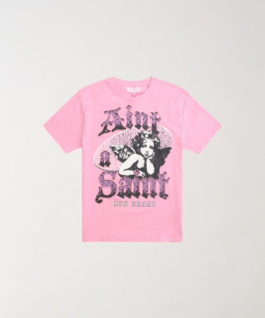 Reason Clothing New Women Aint A Saint Short Sleeve Tee - Pink