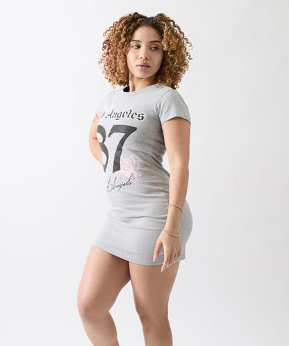Reason Clothing Quality LA Angels Graphic Bodycon Women's Dress - Grey