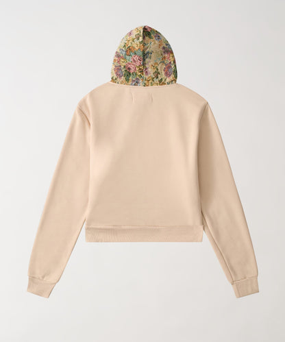 Reason Clothing Signature Women Floral Tapestry Graphic Zip Up Hoodie - Khaki