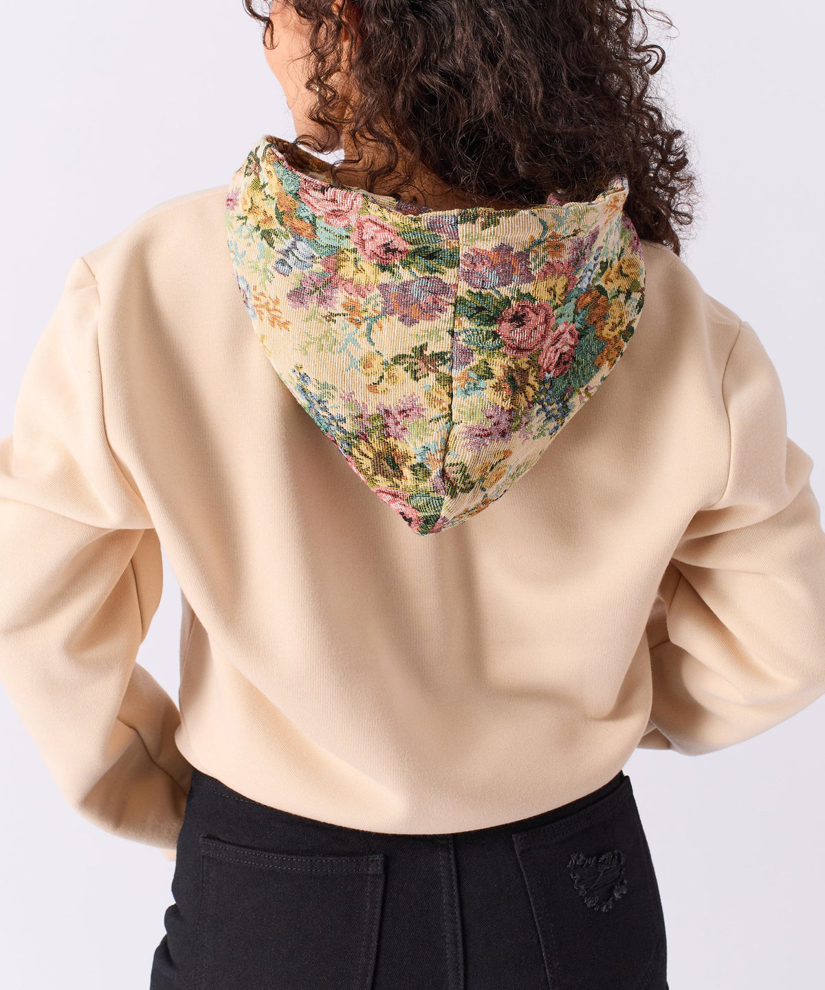 Reason Clothing Signature Women Floral Tapestry Graphic Zip Up Hoodie - Khaki