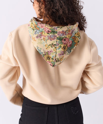 Reason Clothing Signature Women Floral Tapestry Graphic Zip Up Hoodie - Khaki