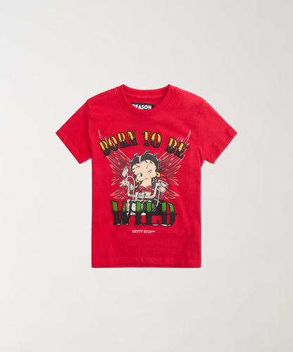 Reason Clothing Recommended Women Betty Boop Born To Be Wild Baby Tee - Red