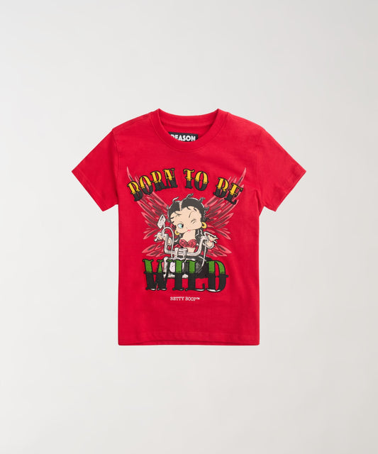Reason Clothing Recommended Women Betty Boop Born To Be Wild Baby Tee - Red