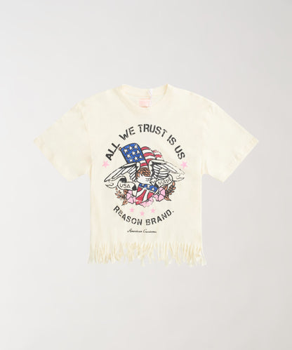 Reason Clothing Classic All We Trust Women's Graphic Short Sleeve Tee - Cream