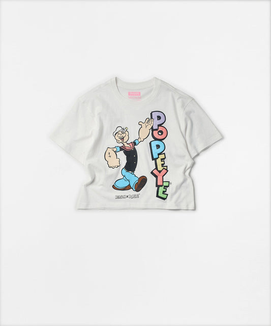 Reason Clothing Popular Popeye Logo Women's Graphic Cropped Short Sleeve Tee - White