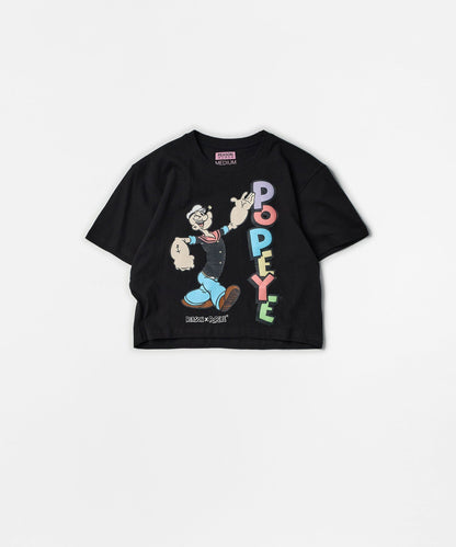Reason Clothing Trusted Popeye Classic Women's Graphic Short Sleeve Cropped Tee - Black