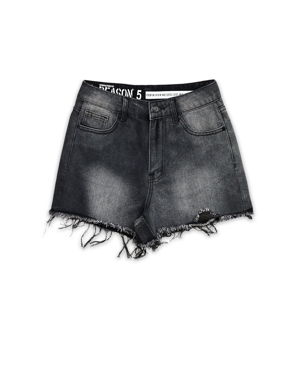 Reason Clothing Everyday Nora Women's Distressed Denim Shorts - Black