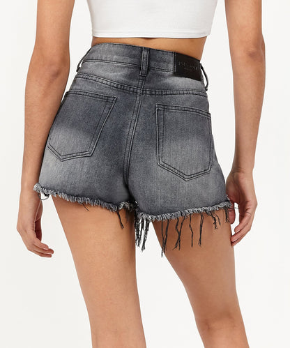 Reason Clothing Everyday Nora Women's Distressed Denim Shorts - Black