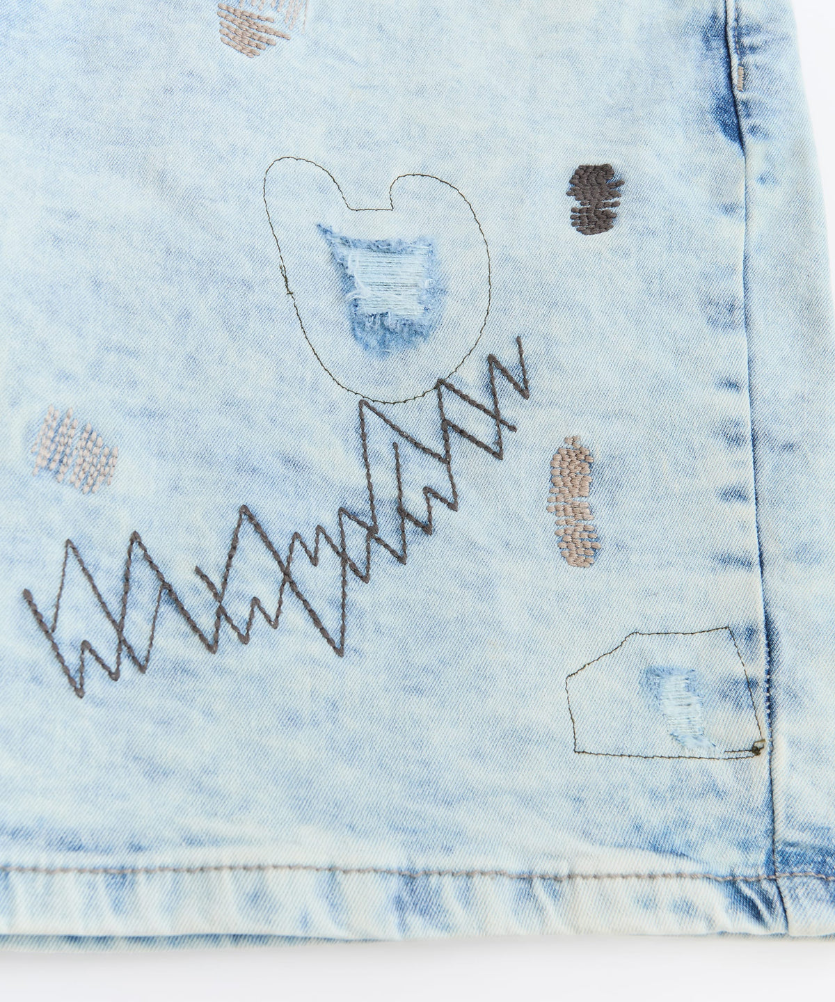 Reason Clothing Everyday Kids K' Andre Distressed Denim Short - Light Blue