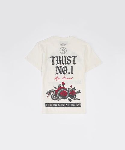 Reason Clothing Quality Kids Trust No 1 Embroidered Short Sleeve Tee - Cream