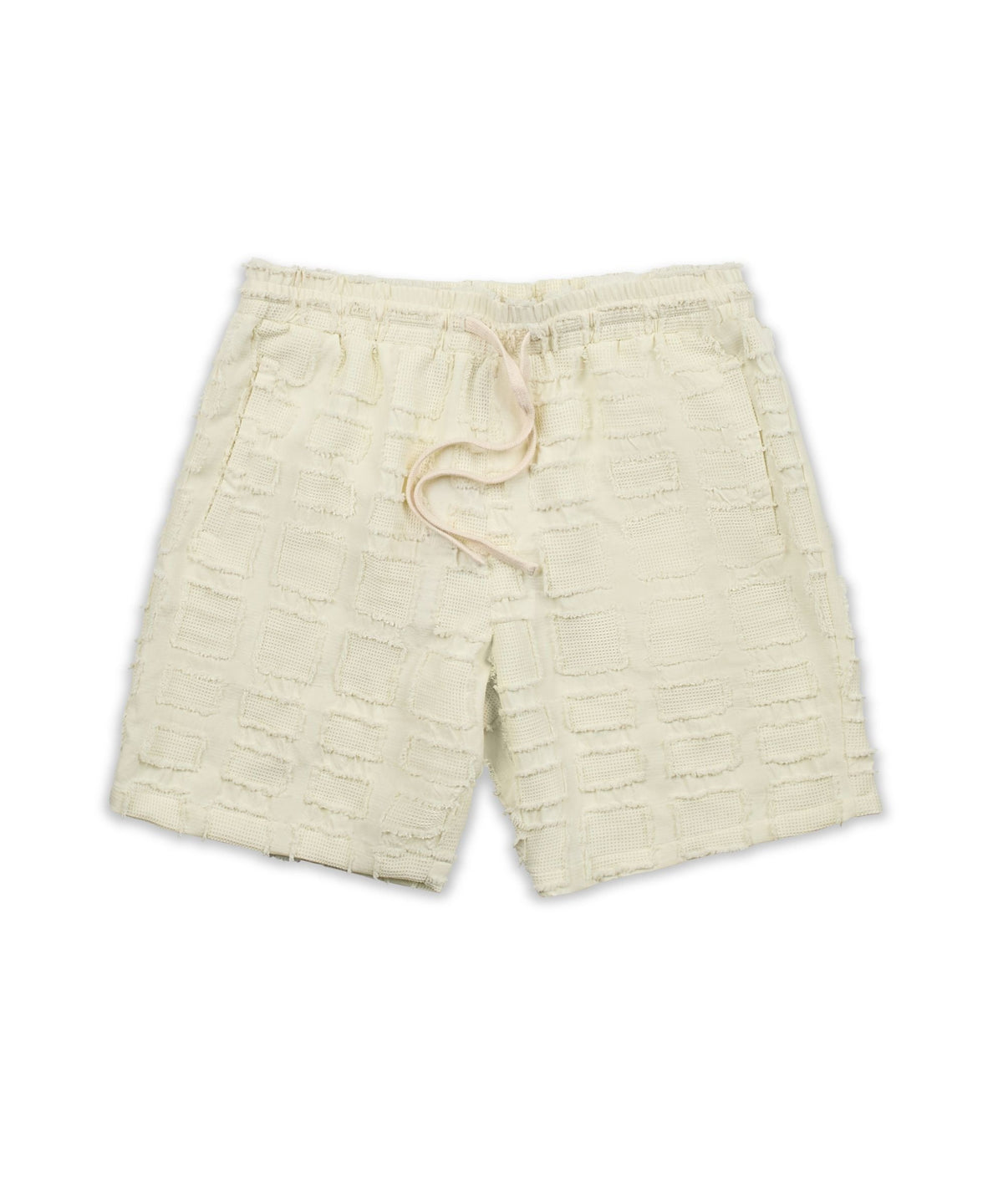 Reason Clothing Best Seller Grid Kid's Textured Shorts - Cream