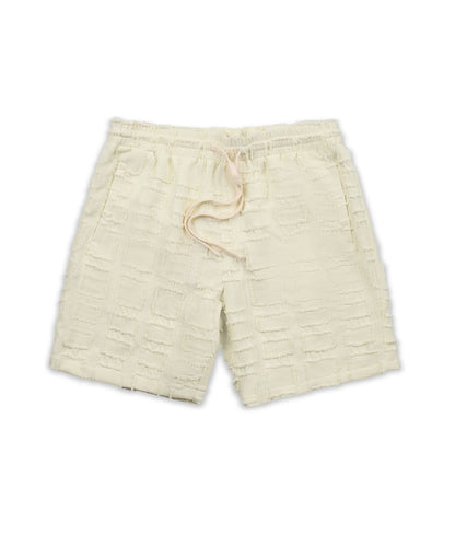Reason Clothing Best Seller Grid Kid's Textured Shorts - Cream