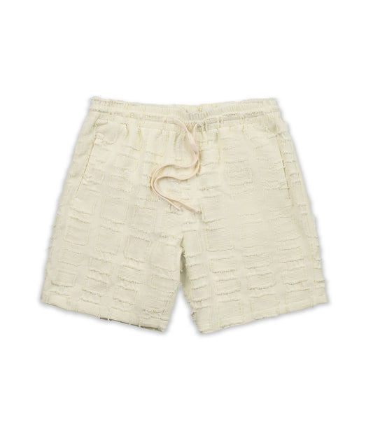 Reason Clothing Best Seller Grid Kid's Textured Shorts - Cream
