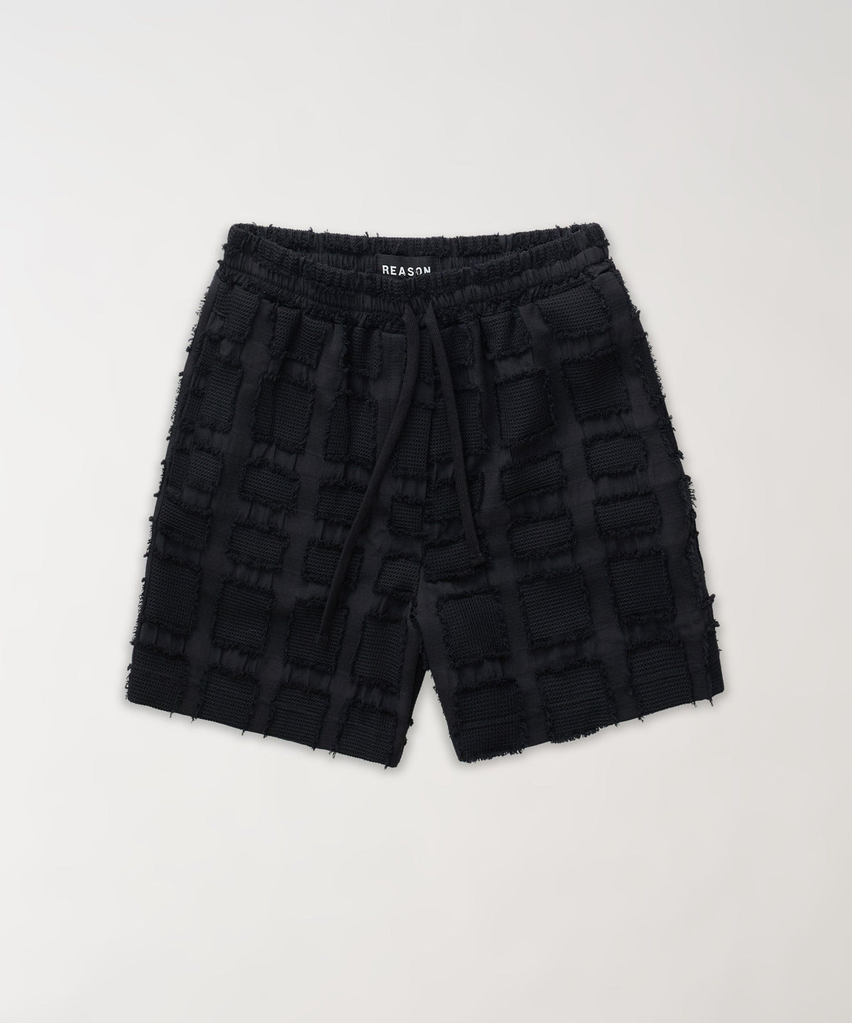 Reason Clothing Signature Grid Kid's Textured Shorts - Black