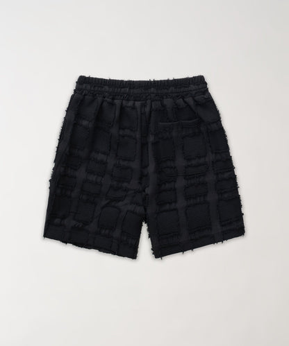 Reason Clothing Signature Grid Kid's Textured Shorts - Black