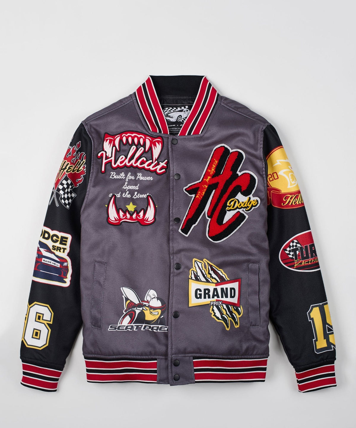 Reason Clothing Deals Kids Dodge Hellcat Varsity Jacket - Grey