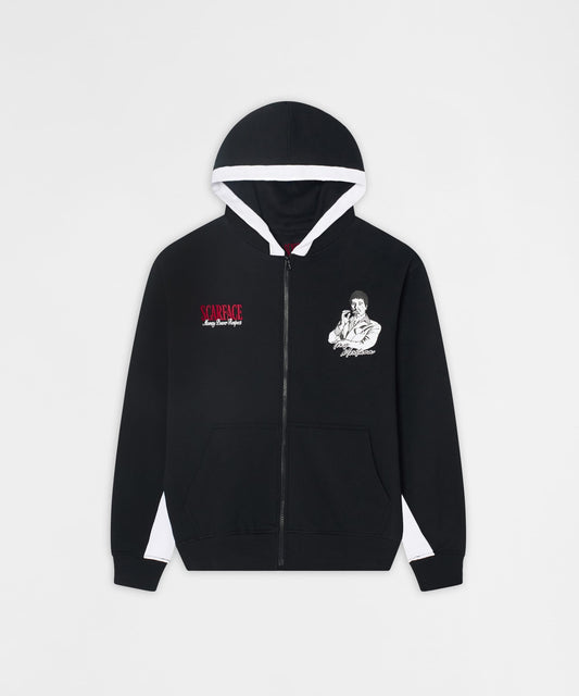 Reason Clothing Special Offer Scarface Tony Montana Zip Hoodie - Black