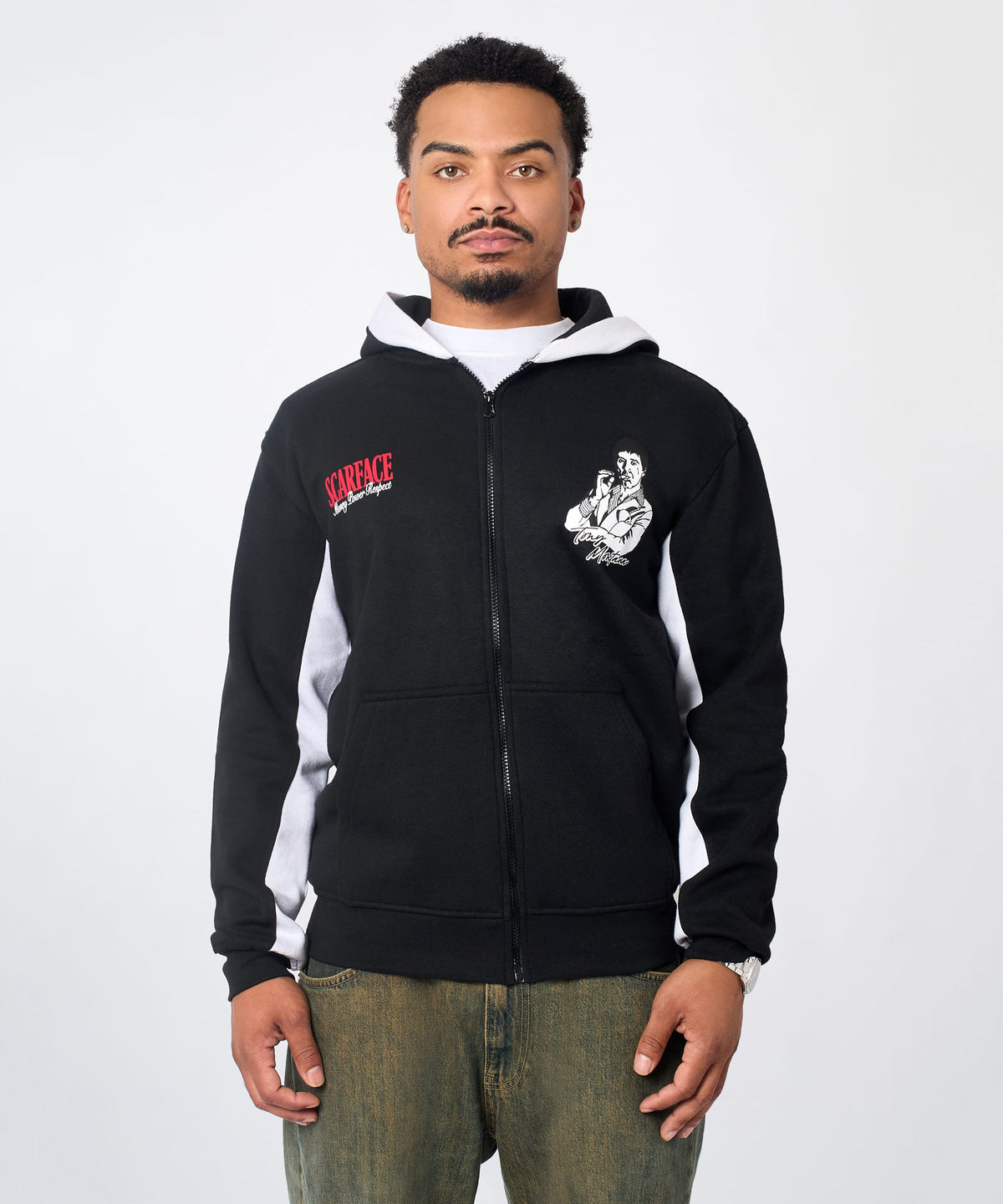 Reason Clothing Special Offer Scarface Tony Montana Zip Hoodie - Black
