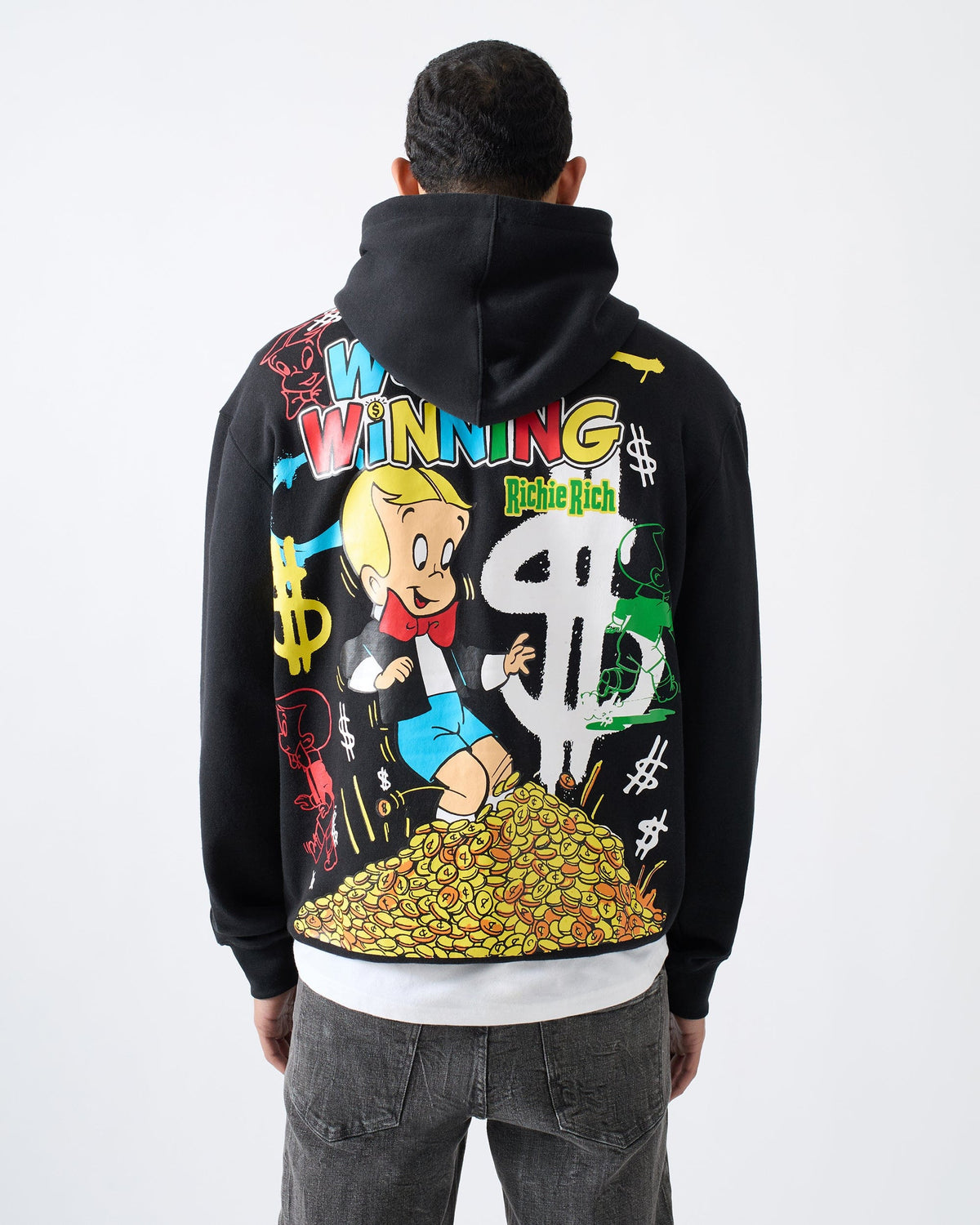 Reason Clothing New Richie Rich We Keep Winning Graphic Hoodie - Black