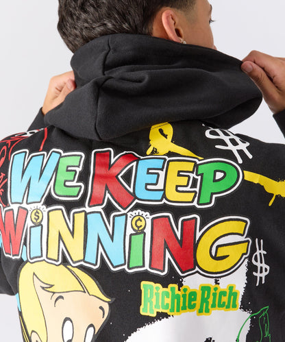 Reason Clothing New Richie Rich We Keep Winning Graphic Hoodie - Black