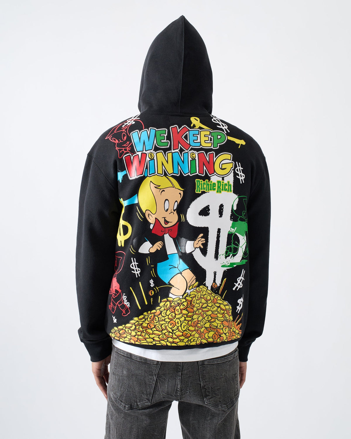 Reason Clothing New Richie Rich We Keep Winning Graphic Hoodie - Black