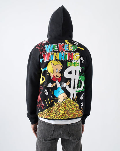 Reason Clothing New Richie Rich We Keep Winning Graphic Hoodie - Black