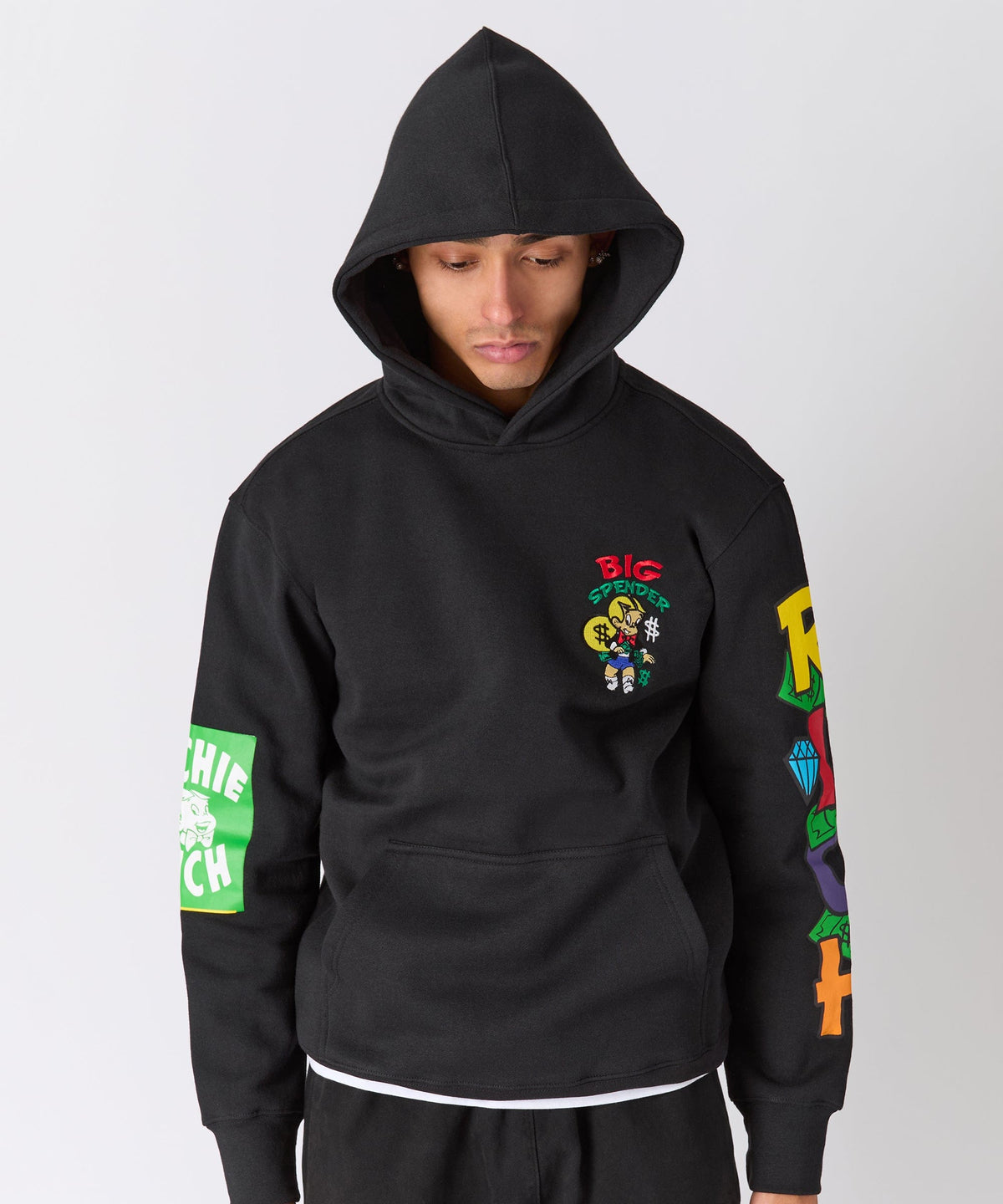 Reason Clothing Great Value Richie Rich Big Spender Graphic Hoodie - Black