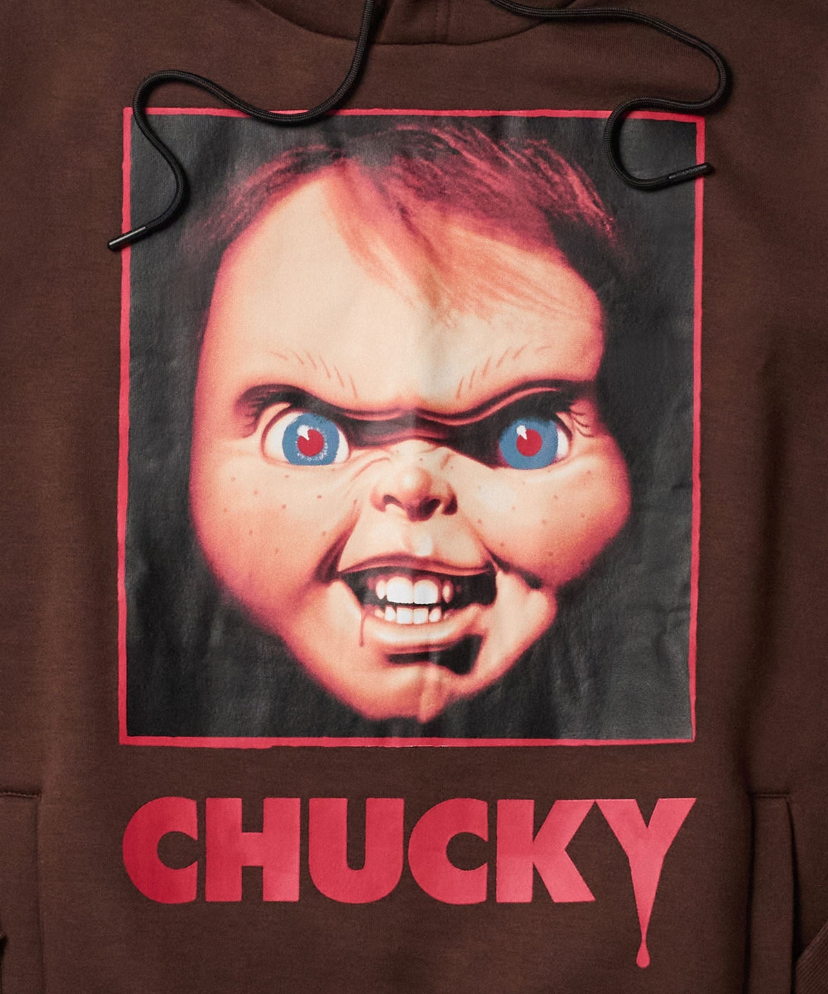 Reason Clothing Trending Chucky Face Graphic Long Sleeve Hoodie - Brown