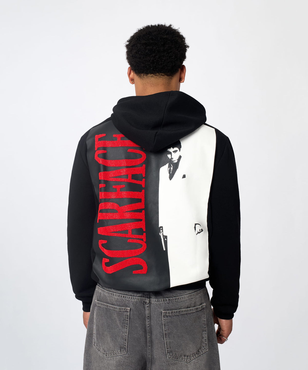 Reason Clothing Popular Scarface Tony Montana Graphic Back Print Hoodie - Black