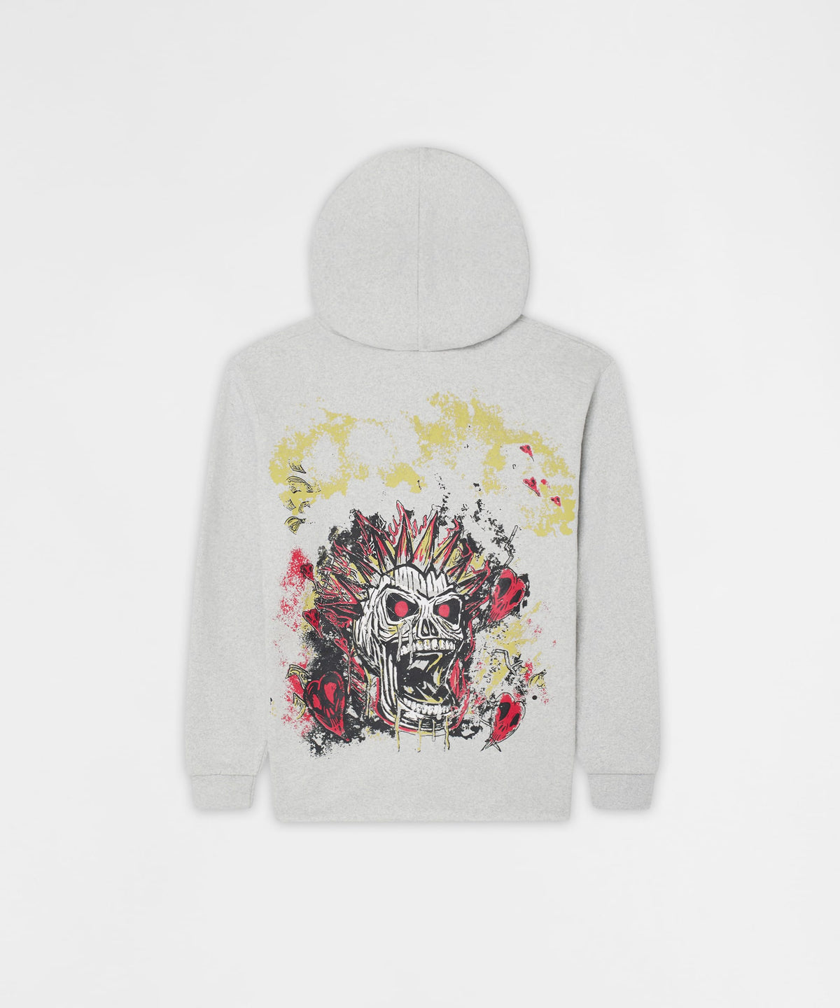 Reason Clothing Best Price Mohawk Skull Graphic Zip Up Hoodie - Grey