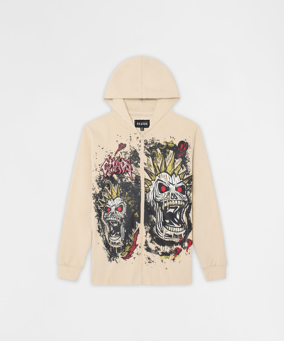 Reason Clothing New Mayhem Fleece Graphic Zip Hoodie - Khaki