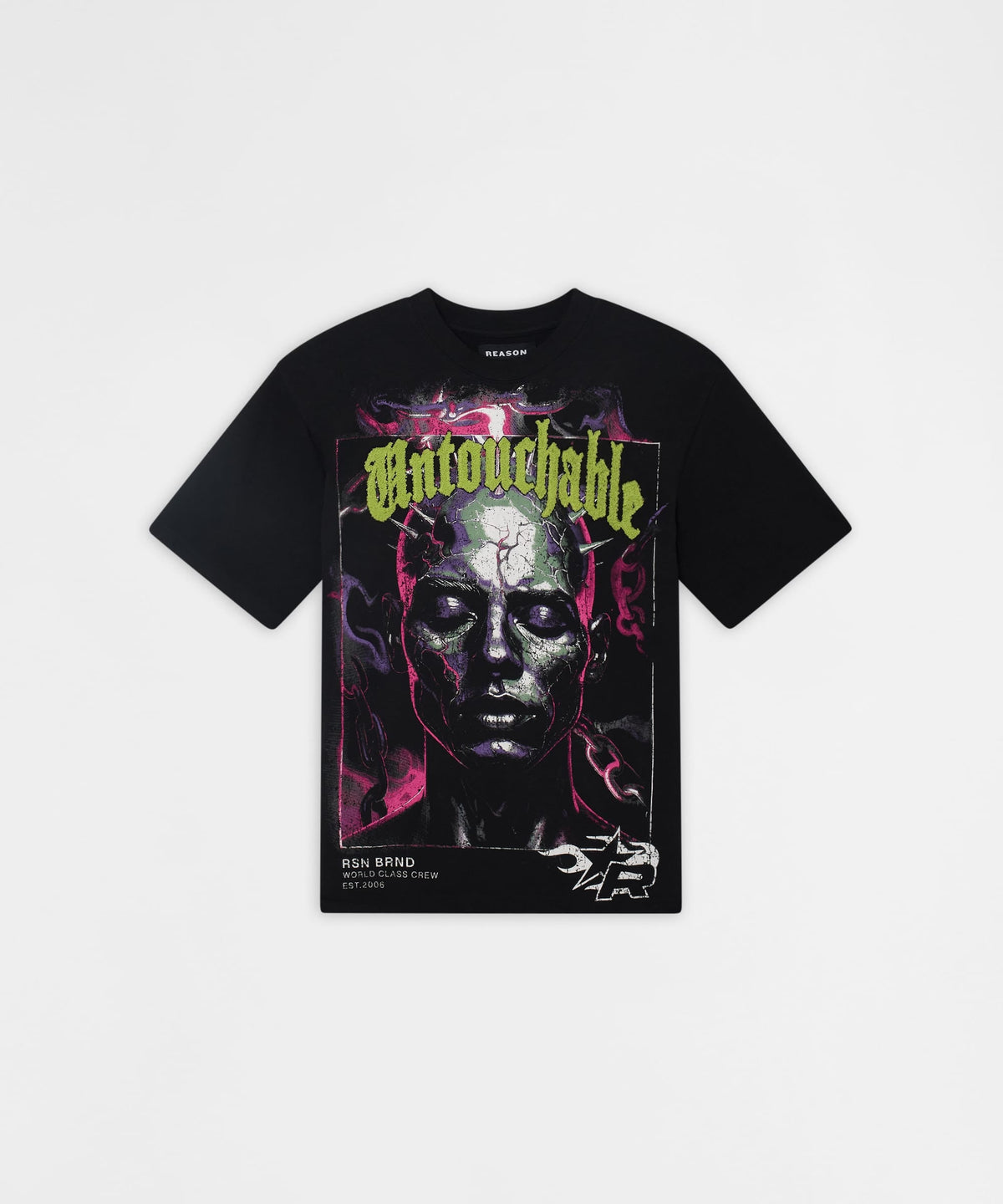 Reason Clothing Hot Sale Untouchable Chenille Patched Short Sleeve Tee - Black