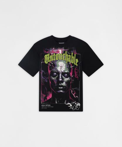 Reason Clothing Hot Sale Untouchable Chenille Patched Short Sleeve Tee - Black