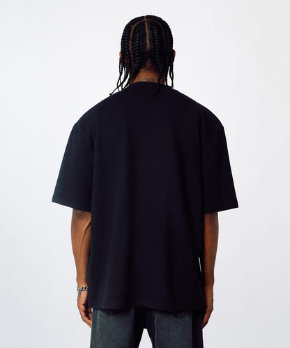 Reason Clothing Hot Sale Untouchable Chenille Patched Short Sleeve Tee - Black