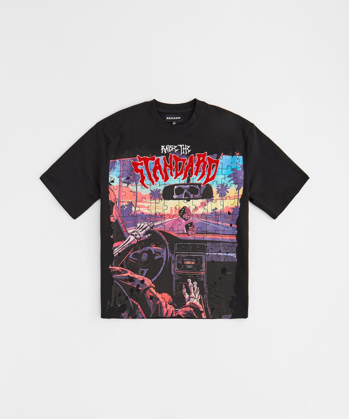 Reason Clothing Sale Raise The Standard Chenille Patched Short Sleeve Tee - Black