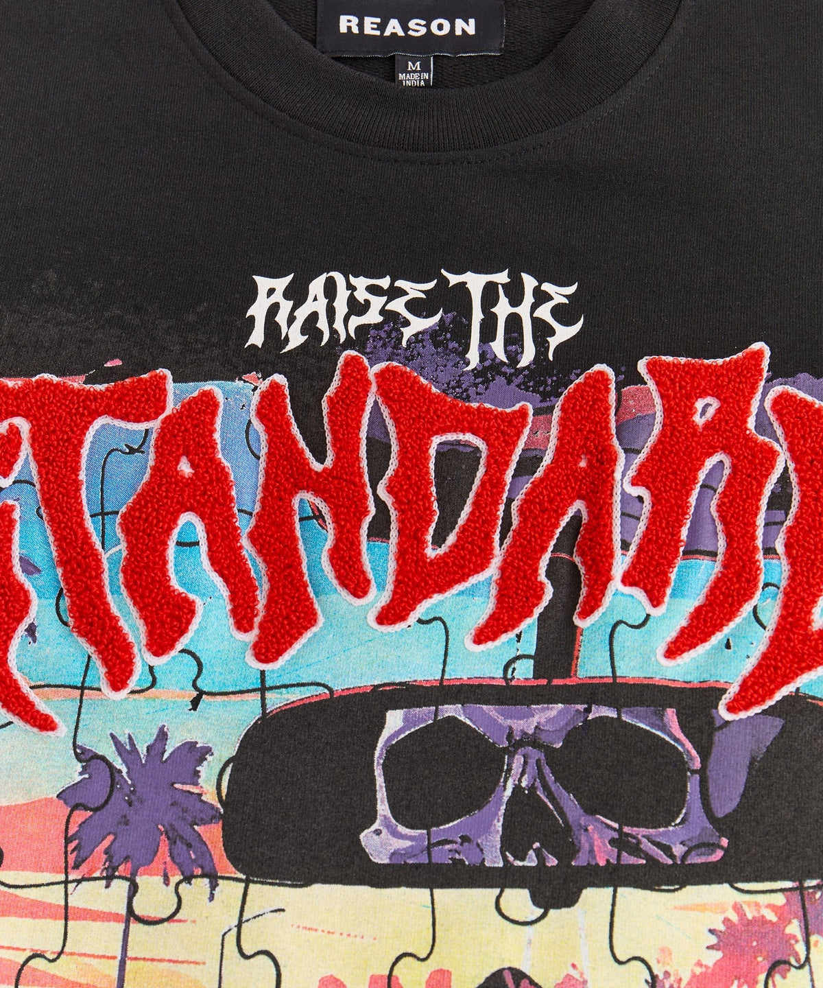 Reason Clothing Sale Raise The Standard Chenille Patched Short Sleeve Tee - Black