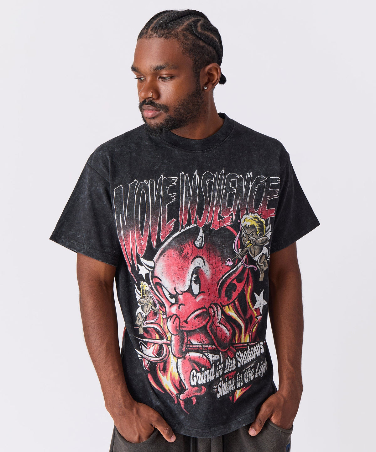 Reason Clothing Premium Move In Silence Washed Short Sleeve Tee - Black