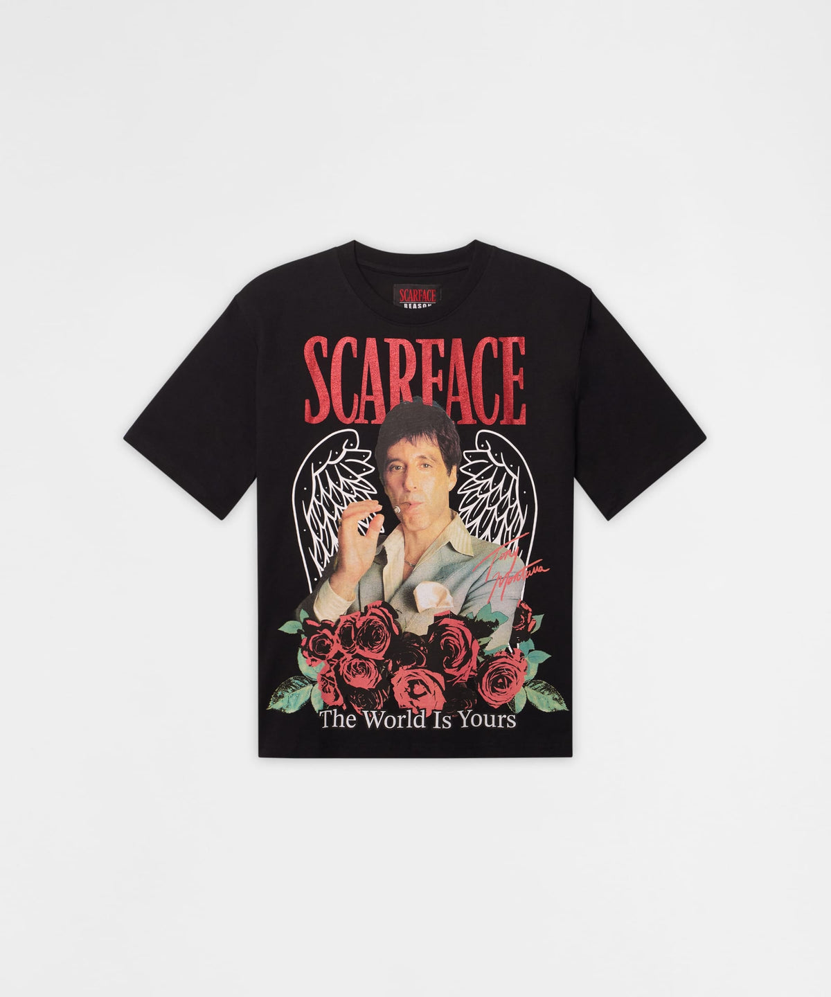 Reason Clothing Featured Scarface Glittered Short Sleeve Tee - Black