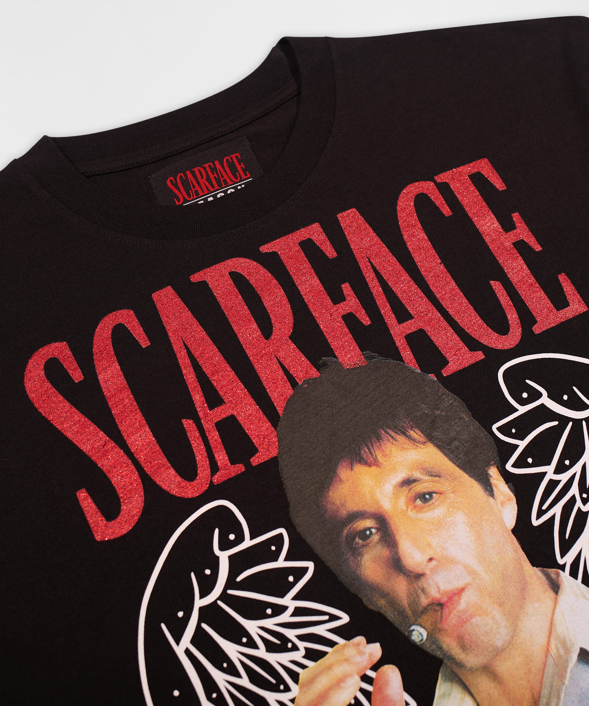 Reason Clothing Featured Scarface Glittered Short Sleeve Tee - Black