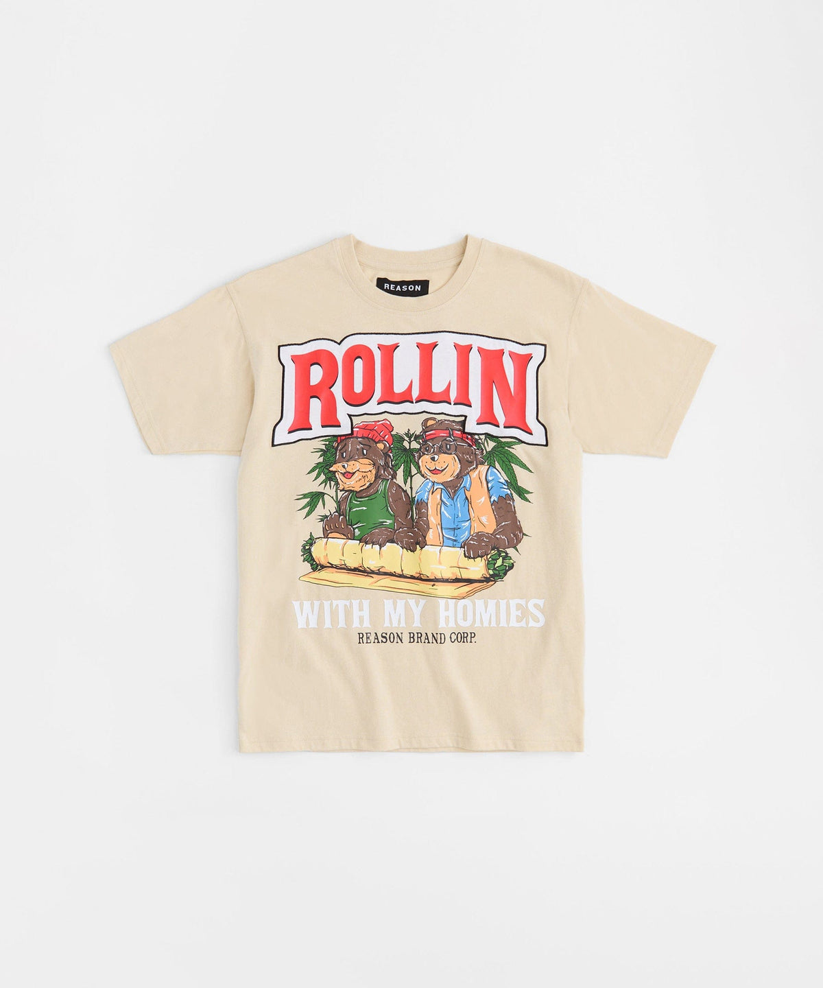 Reason Clothing Signature Cheech & Chong Rollin With My Homies Graphic Short Sleeve Tee - Khaki