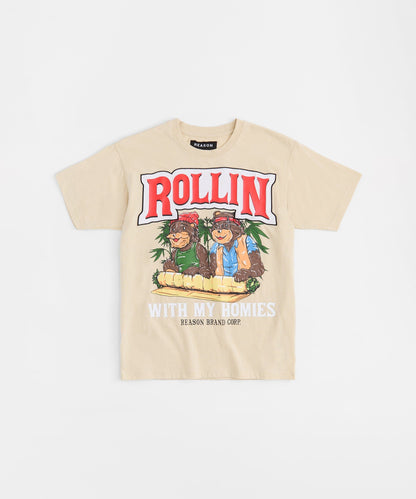 Reason Clothing Signature Cheech & Chong Rollin With My Homies Graphic Short Sleeve Tee - Khaki