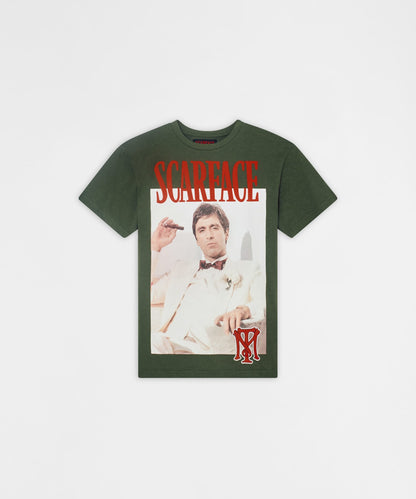 Reason Clothing Latest Scarface White Suit Short Sleeve Tee - Olive Green
