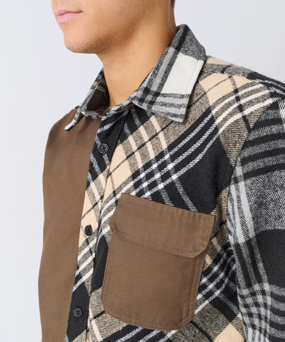 Reason Clothing Exclusive Snakes Flannel Checkered Button Down Long Sleeve Shirt - Grey