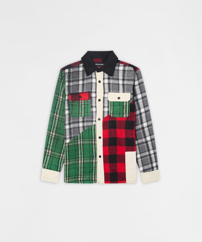 Reason Clothing Best Price Patchwork Plaid Button Down Long Sleeve Shirt - Multicolor