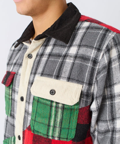 Reason Clothing Best Price Patchwork Plaid Button Down Long Sleeve Shirt - Multicolor