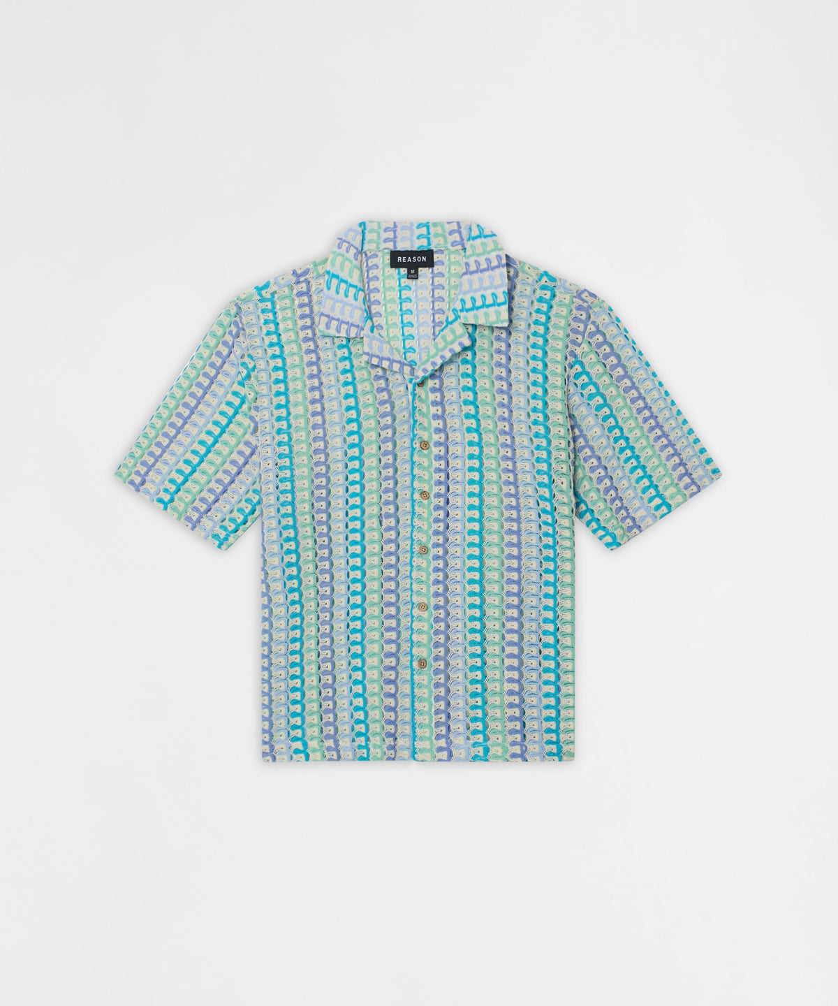 Reason Clothing Exclusive Ocean Escape Button-Down Textured Knit Short Sleeve Shirt - Multicolor