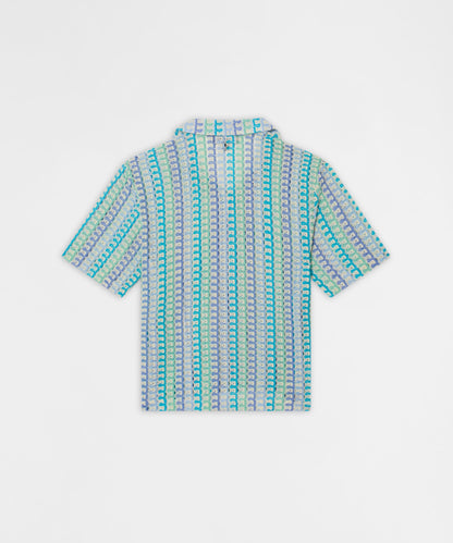 Reason Clothing Exclusive Ocean Escape Button-Down Textured Knit Short Sleeve Shirt - Multicolor